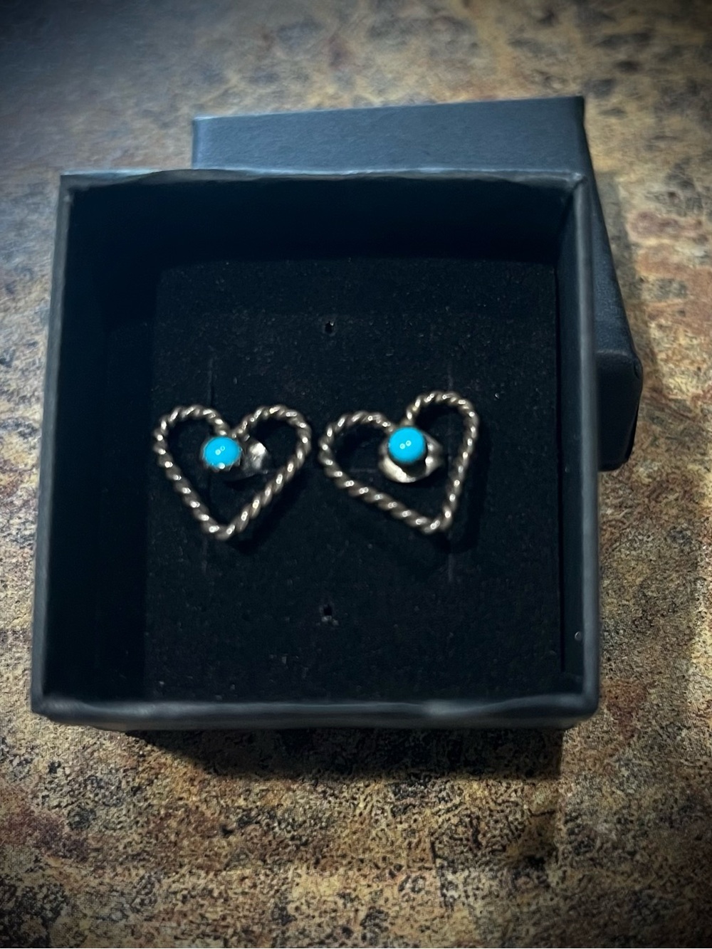 Sterling Silver Heart Stud Earrings with Turquoise